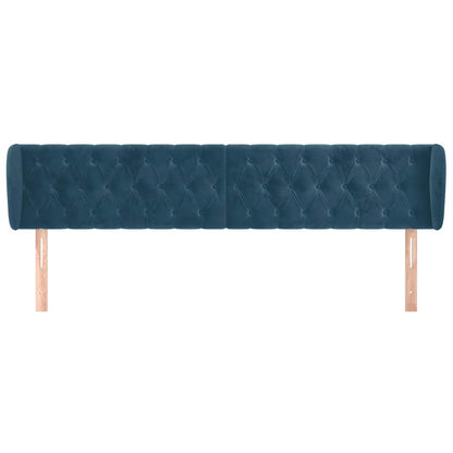 vidaXL Kopfteil mit Ohren Dunkelblau 183x23x78/88 cm Samt