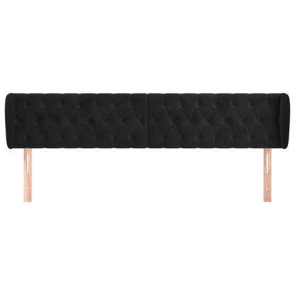 vidaXL Kopfteil mit Ohren Schwarz 203x23x78/88 cm Samt