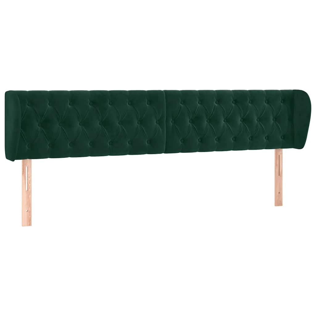 vidaXL Kopfteil mit Ohren Dunkelgrün 203x23x78/88 cm Samt