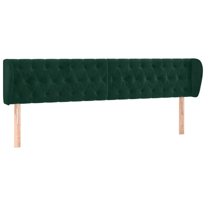 vidaXL Kopfteil mit Ohren Dunkelgrün 203x23x78/88 cm Samt