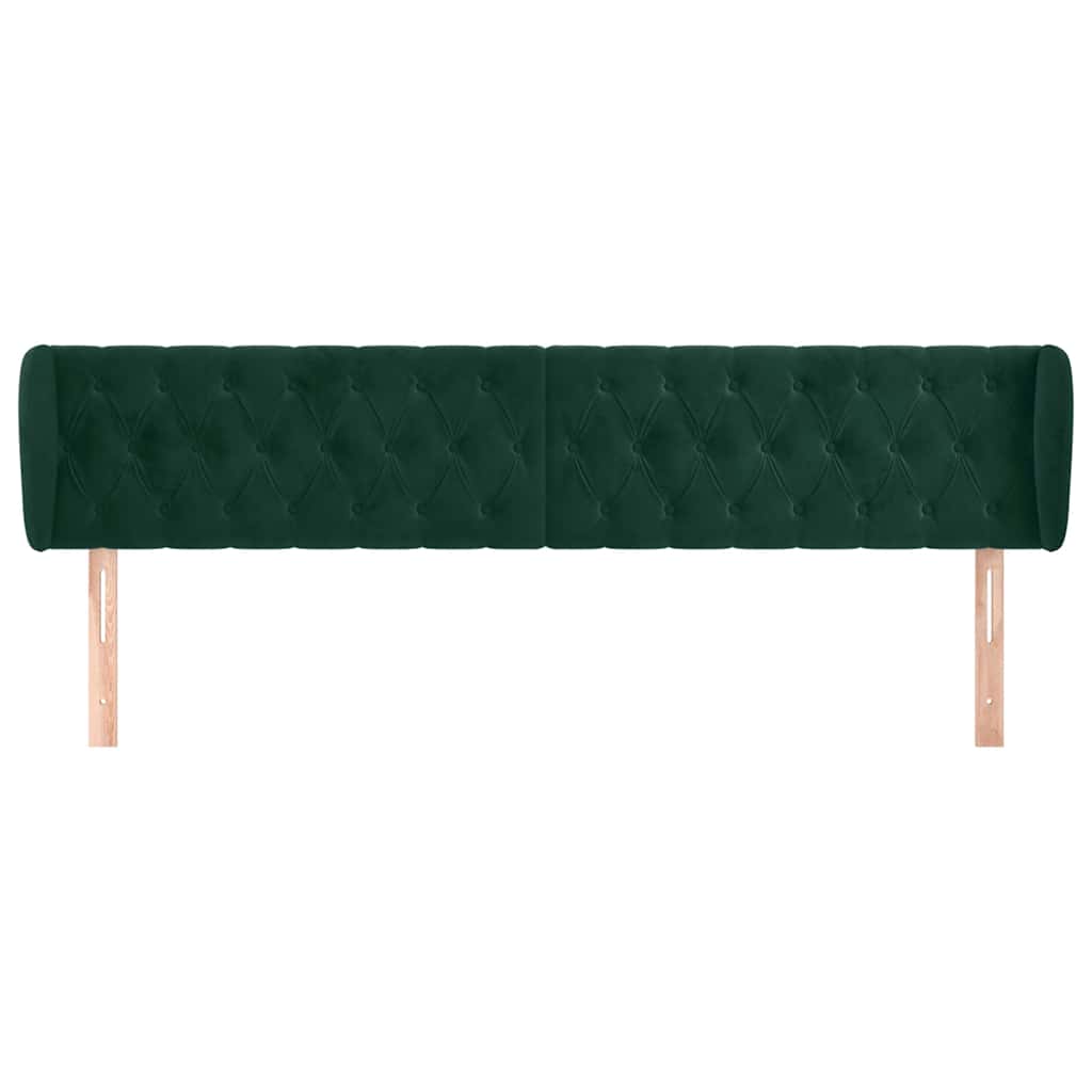 vidaXL Kopfteil mit Ohren Dunkelgrün 203x23x78/88 cm Samt