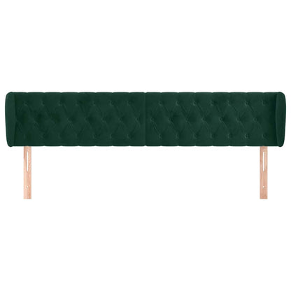 vidaXL Kopfteil mit Ohren Dunkelgrün 203x23x78/88 cm Samt