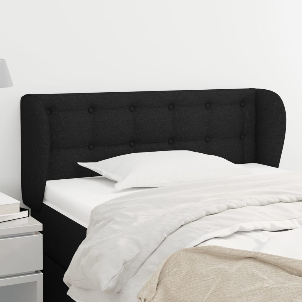vidaXL Kopfteil mit Ohren Schwarz 93x23x78/88 cm Stoff