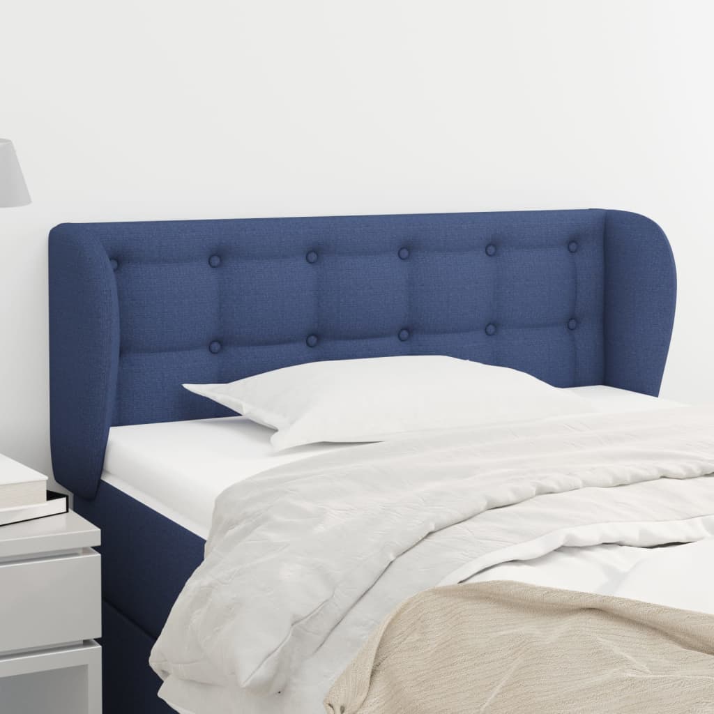 vidaXL Kopfteil mit Ohren Blau 93x23x78/88 cm Stoff