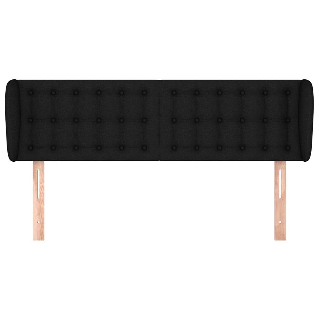 vidaXL Kopfteil mit Ohren Schwarz 147x23x78/88 cm Stoff