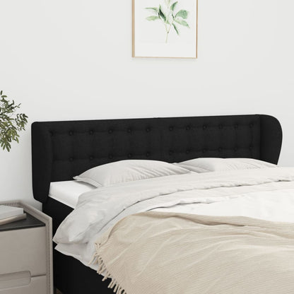 vidaXL Kopfteil mit Ohren Schwarz 147x23x78/88 cm Stoff