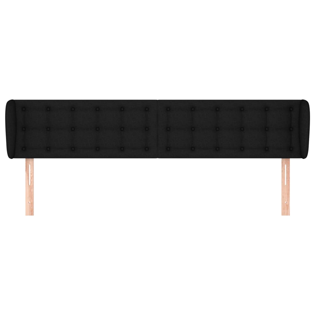 vidaXL Kopfteil mit Ohren Schwarz 183x23x78/88 cm Stoff
