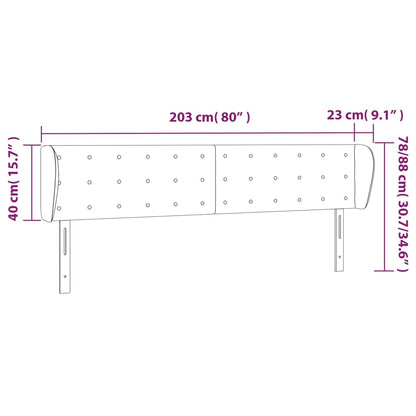 vidaXL Kopfteil mit Ohren Hellgrau 203x23x78/88 cm Stoff