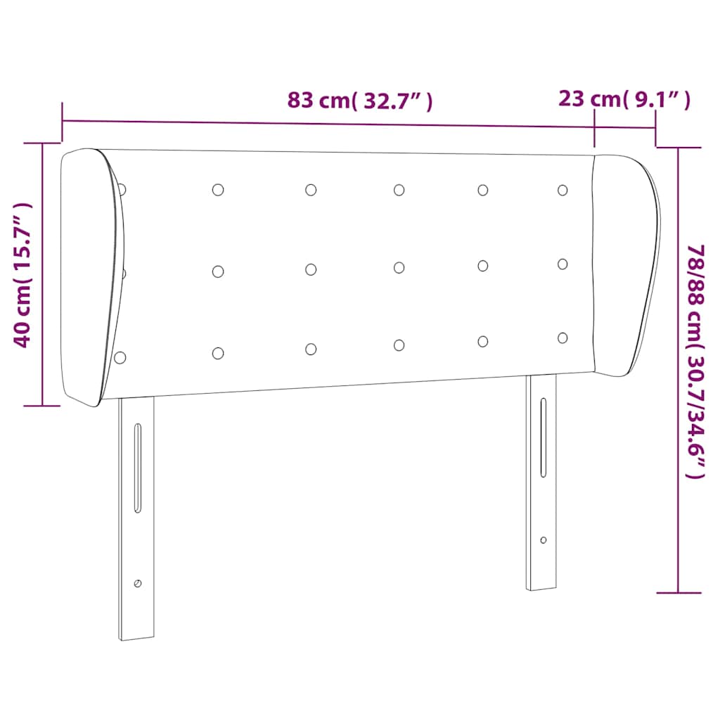 vidaXL Kopfteil mit Ohren Dunkelgrün 83x23x78/88 cm Samt