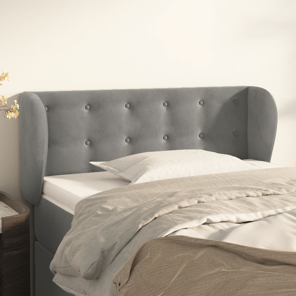 vidaXL Kopfteil mit Ohren Hellgrau 93x23x78/88 cm Samt