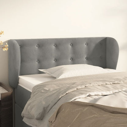 vidaXL Kopfteil mit Ohren Hellgrau 93x23x78/88 cm Samt