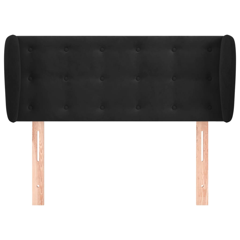 vidaXL Kopfteil mit Ohren Schwarz 93x23x78/88 cm Samt