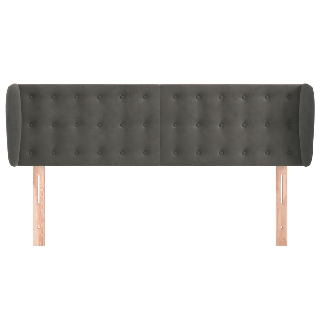vidaXL Kopfteil mit Ohren Dunkelgrau 147x23x78/88 cm Samt