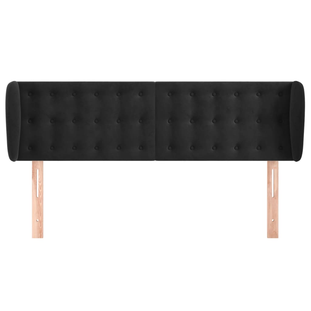 vidaXL Kopfteil mit Ohren Schwarz 147x23x78/88 cm Samt