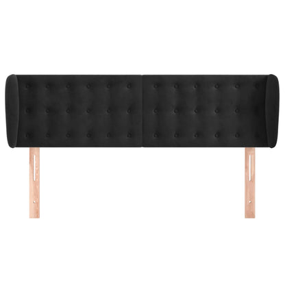 vidaXL Kopfteil mit Ohren Schwarz 147x23x78/88 cm Samt