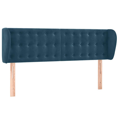 vidaXL Kopfteil mit Ohren Dunkelblau 147x23x78/88 cm Samt