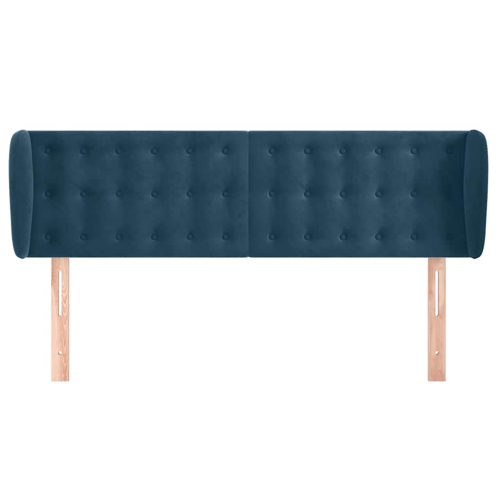 vidaXL Kopfteil mit Ohren Dunkelblau 147x23x78/88 cm Samt