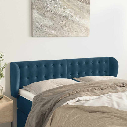 vidaXL Kopfteil mit Ohren Dunkelblau 147x23x78/88 cm Samt
