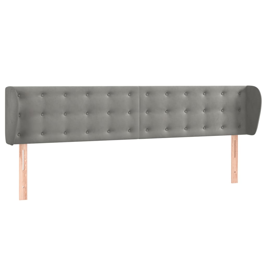 vidaXL Kopfteil mit Ohren Hellgrau 163x23x78/88 cm Samt