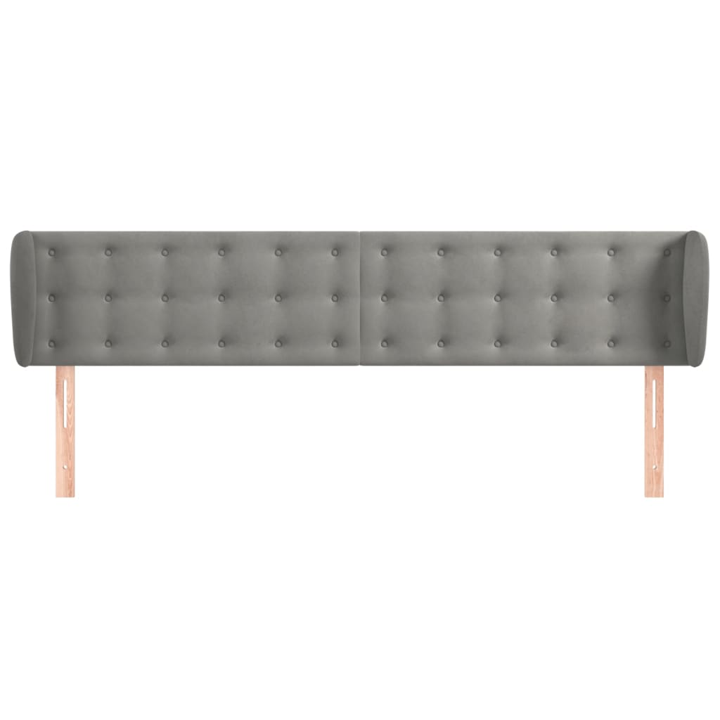 vidaXL Kopfteil mit Ohren Hellgrau 163x23x78/88 cm Samt