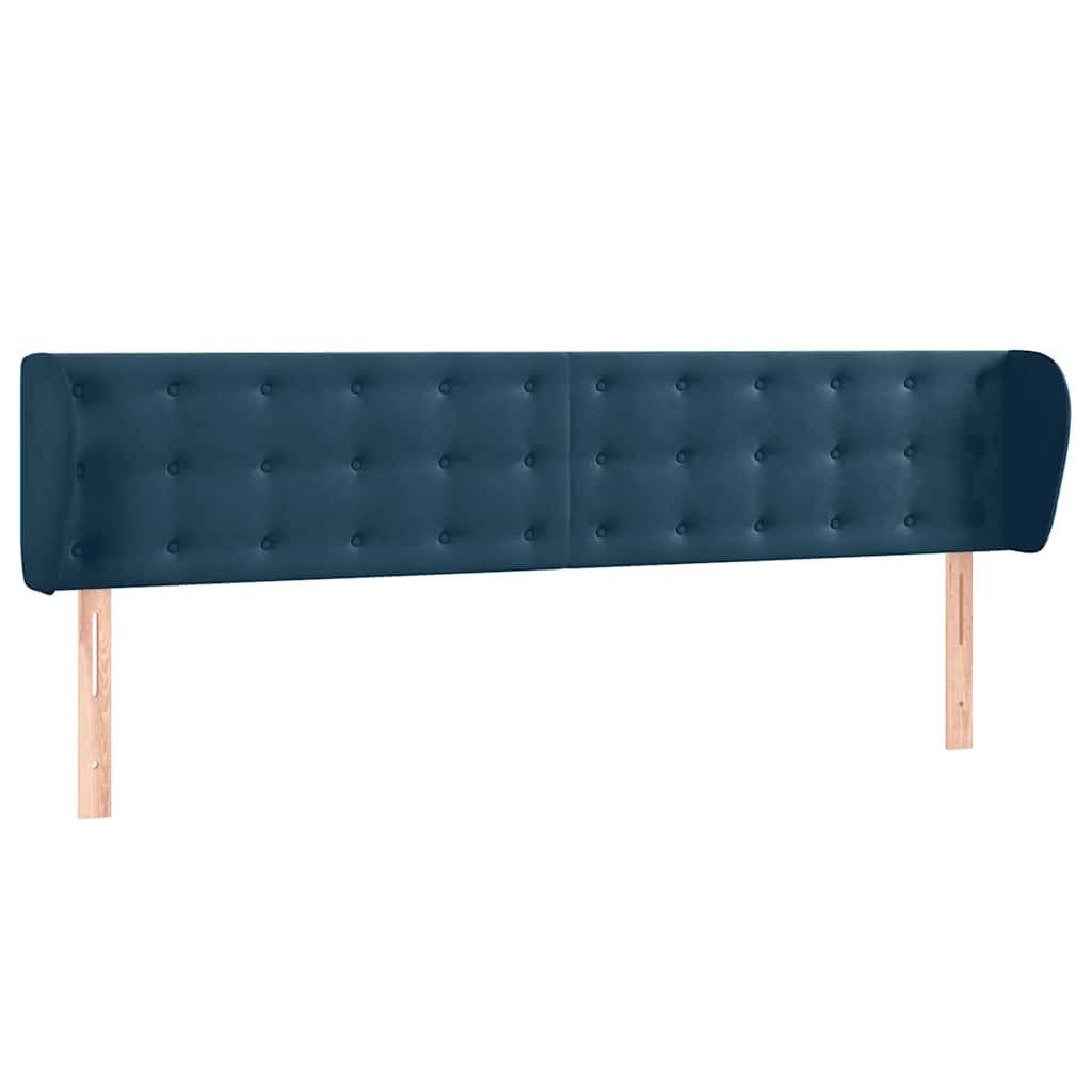 vidaXL Kopfteil mit Ohren Dunkelblau 163x23x78/88 cm Samt