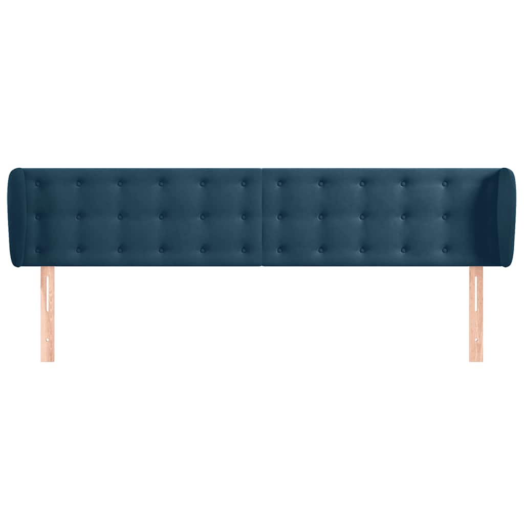 vidaXL Kopfteil mit Ohren Dunkelblau 163x23x78/88 cm Samt