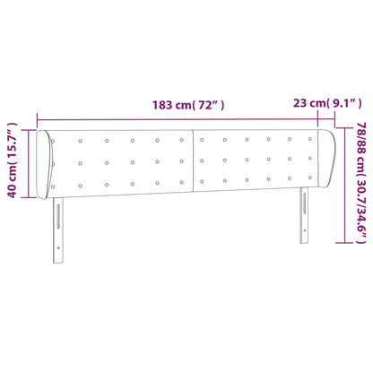 vidaXL Kopfteil mit Ohren Schwarz 183x23x78/88 cm Samt
