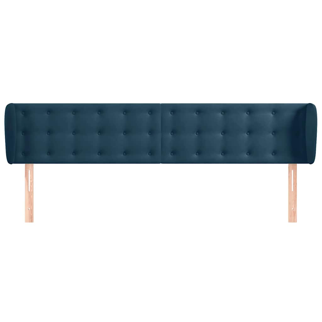 vidaXL Kopfteil mit Ohren Dunkelblau 183x23x78/88 cm Samt