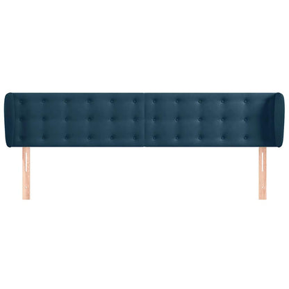 vidaXL Kopfteil mit Ohren Dunkelblau 183x23x78/88 cm Samt