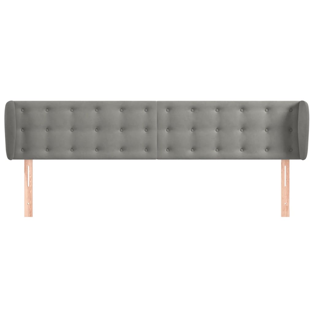vidaXL Kopfteil mit Ohren Hellgrau 203x23x78/88 cm Samt