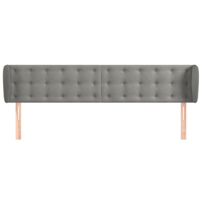 vidaXL Kopfteil mit Ohren Hellgrau 203x23x78/88 cm Samt