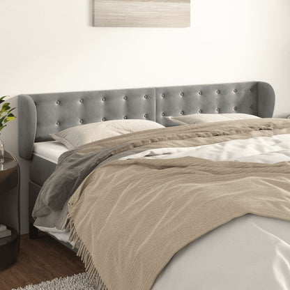 vidaXL Kopfteil mit Ohren Hellgrau 203x23x78/88 cm Samt