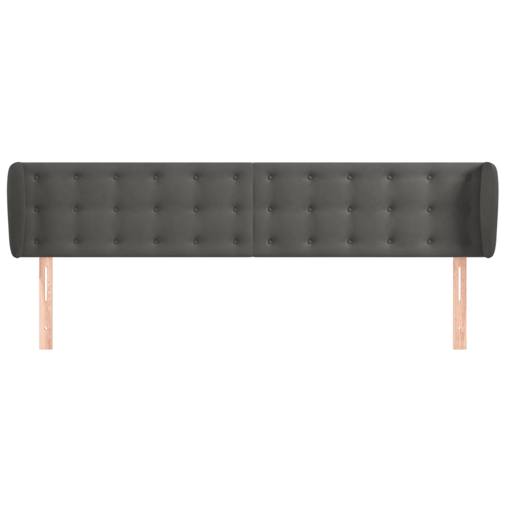 vidaXL Kopfteil mit Ohren Dunkelgrau 203x23x78/88 cm Samt