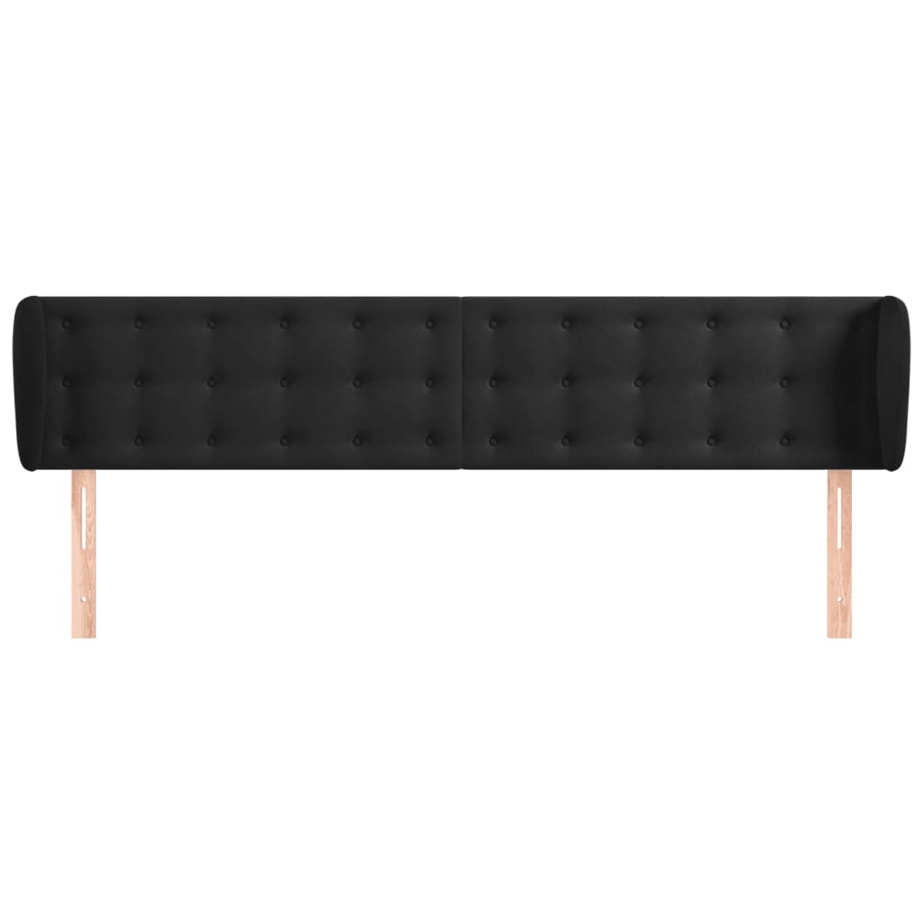 vidaXL Kopfteil mit Ohren Schwarz 203x23x78/88 cm Samt