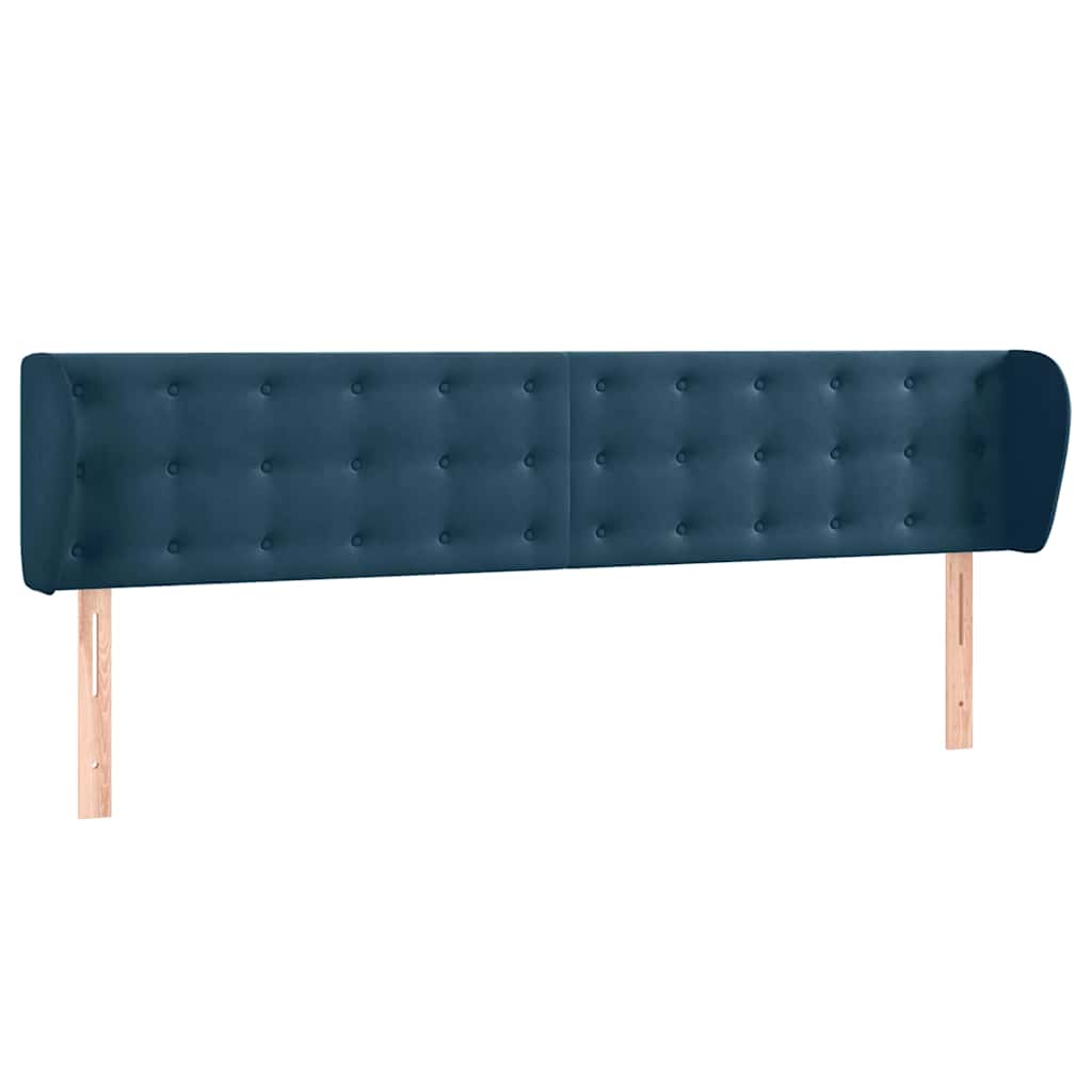 vidaXL Kopfteil mit Ohren Dunkelblau 203x23x78/88 cm Samt