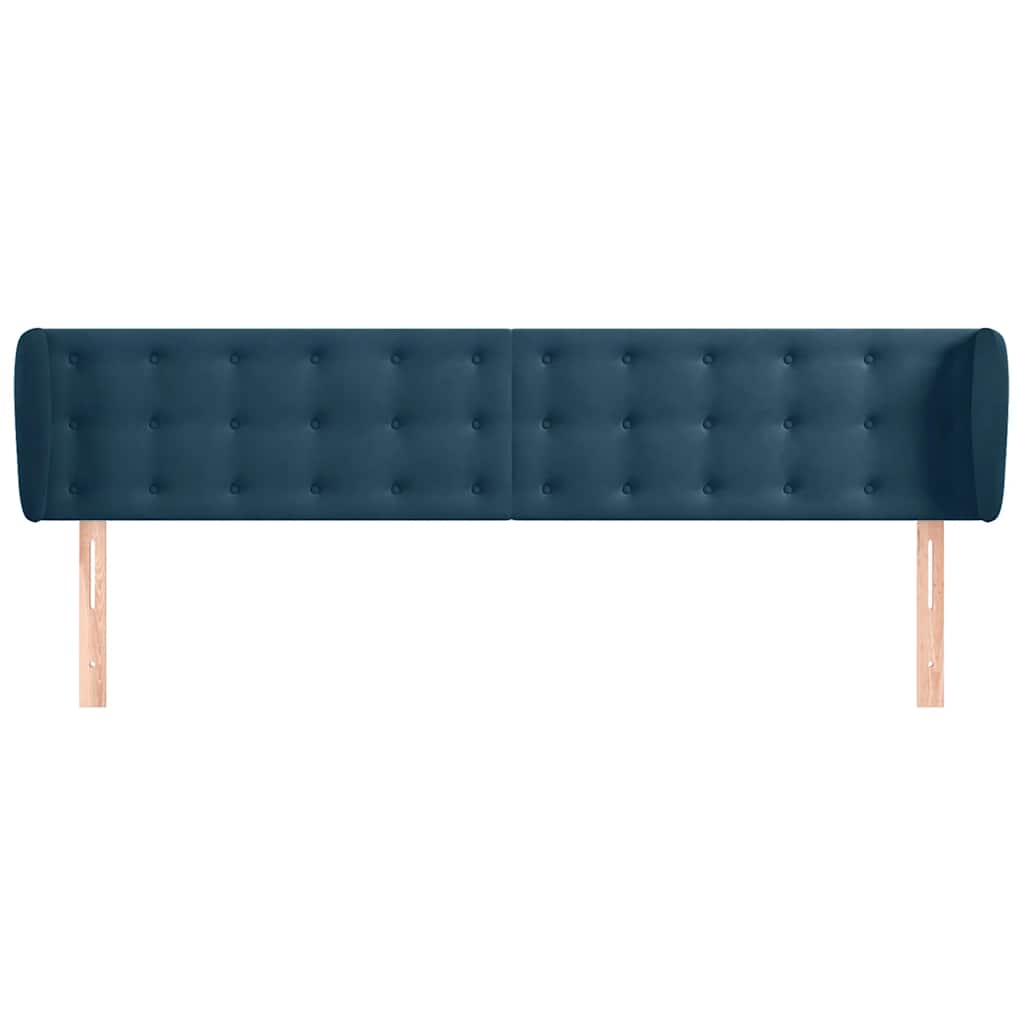 vidaXL Kopfteil mit Ohren Dunkelblau 203x23x78/88 cm Samt
