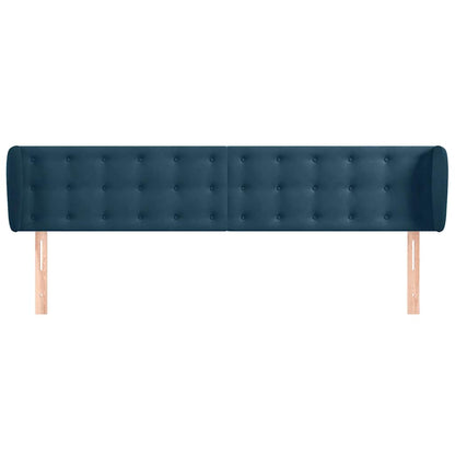 vidaXL Kopfteil mit Ohren Dunkelblau 203x23x78/88 cm Samt