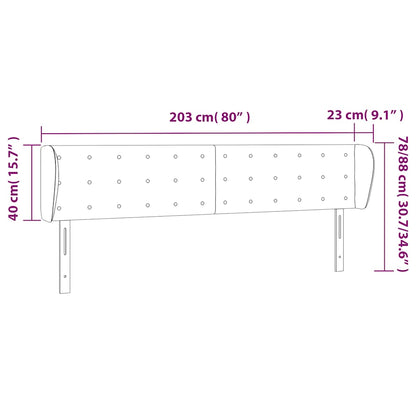 vidaXL Kopfteil mit Ohren Dunkelblau 203x23x78/88 cm Samt
