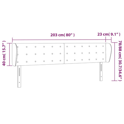 vidaXL Kopfteil mit Ohren Rosa 203x23x78/88 cm Samt