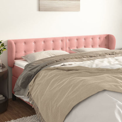 vidaXL Kopfteil mit Ohren Rosa 203x23x78/88 cm Samt