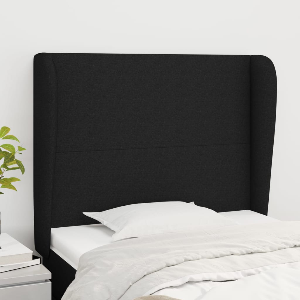 vidaXL Kopfteil mit Ohren Schwarz 83x23x118/128 cm Stoff