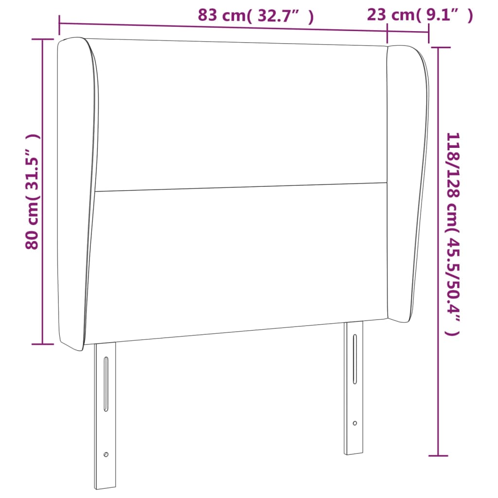 vidaXL Kopfteil mit Ohren Creme 83x23x118/128 cm Stoff