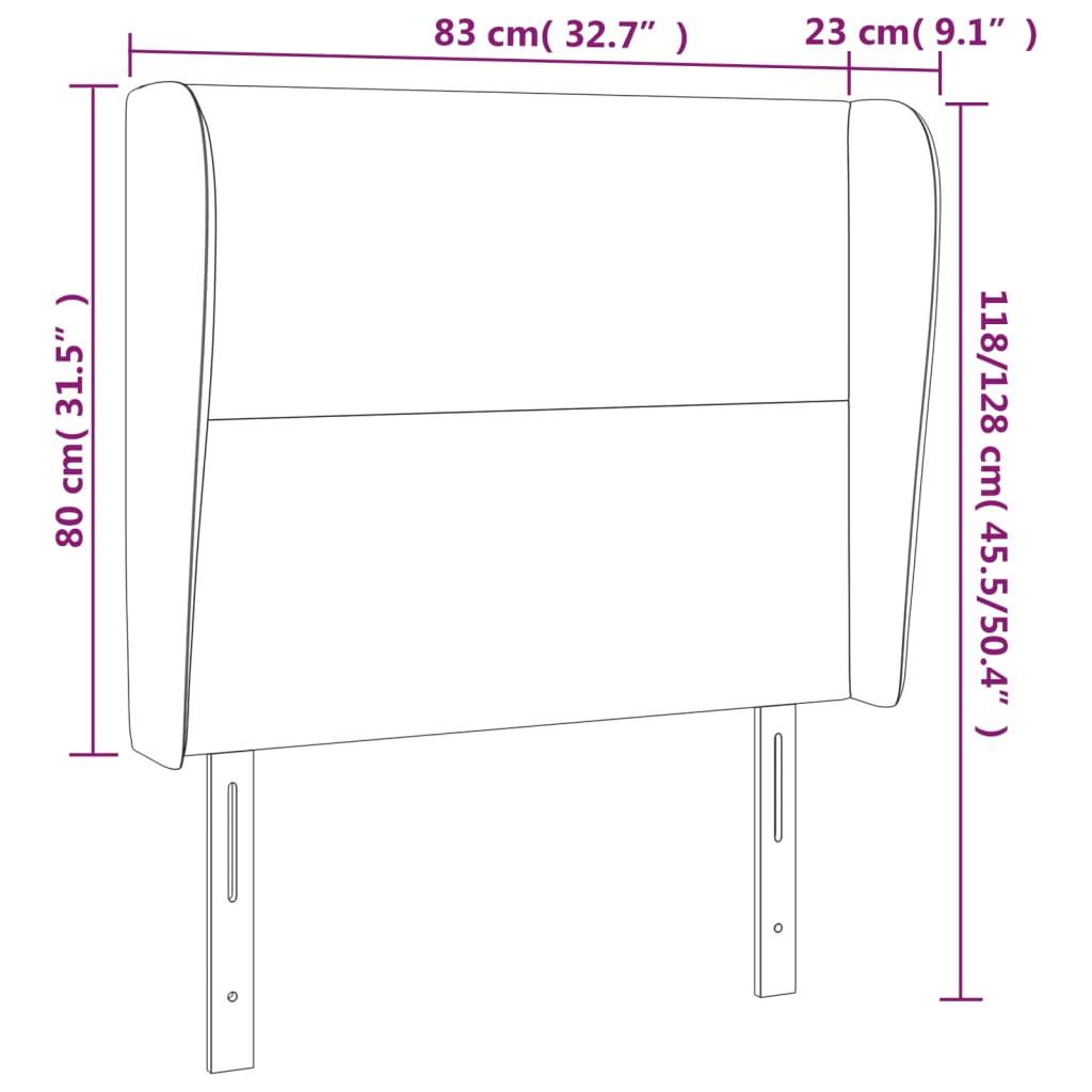 vidaXL Kopfteil mit Ohren Blau 83x23x118/128 cm Stoff