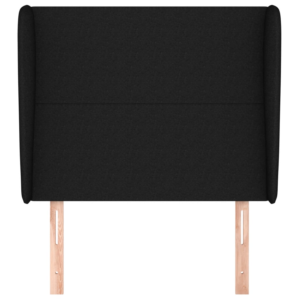 vidaXL Kopfteil mit Ohren Schwarz 93x23x118/128 cm Stoff
