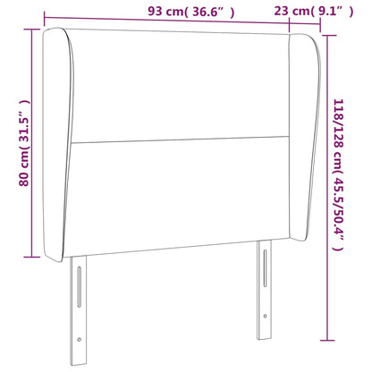 vidaXL Kopfteil mit Ohren Schwarz 93x23x118/128 cm Stoff