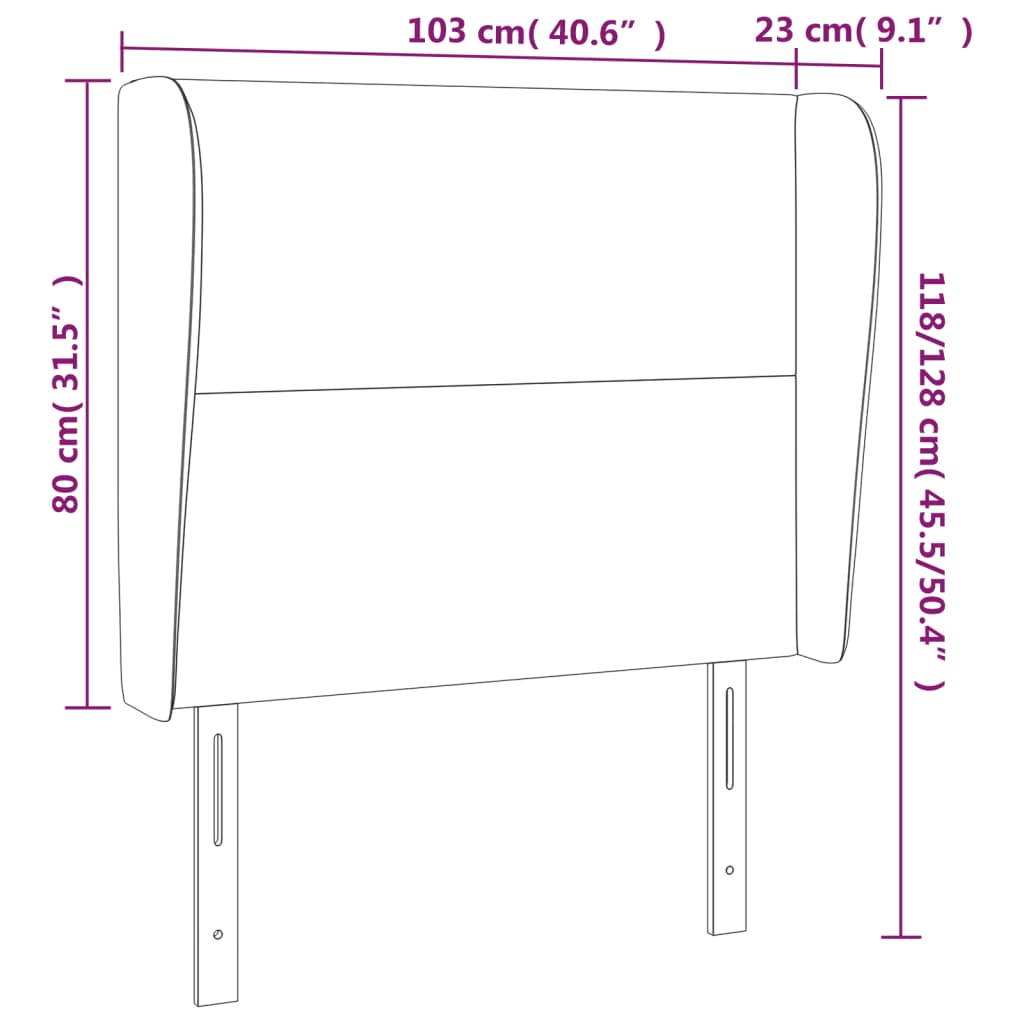 vidaXL Kopfteil mit Ohren Creme 103x23x118/128 cm Stoff