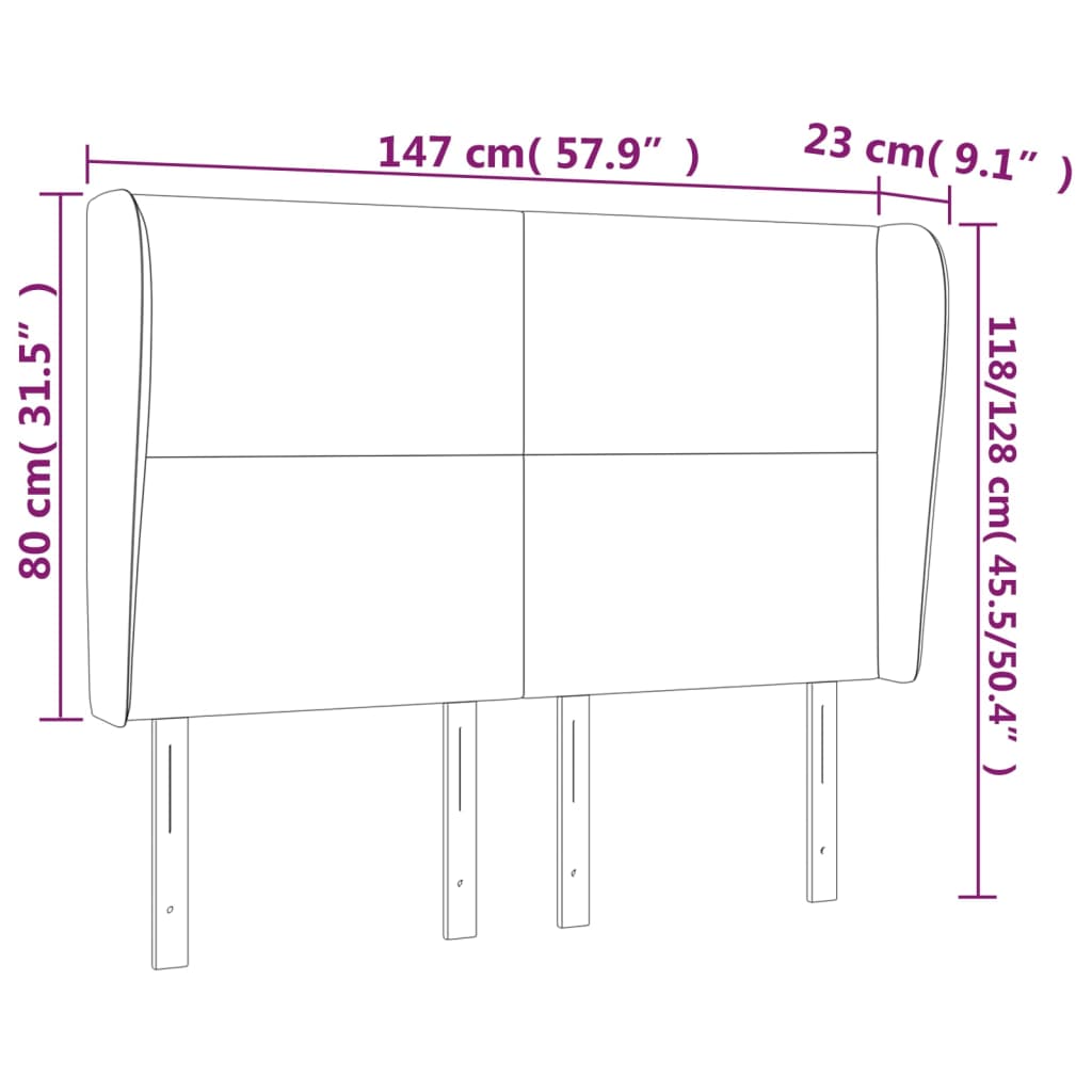 vidaXL Kopfteil mit Ohren Hellgrau 147x23x118/128 cm Stoff