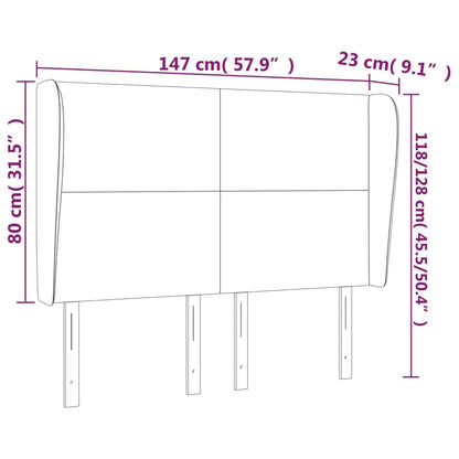 vidaXL Kopfteil mit Ohren Hellgrau 147x23x118/128 cm Stoff