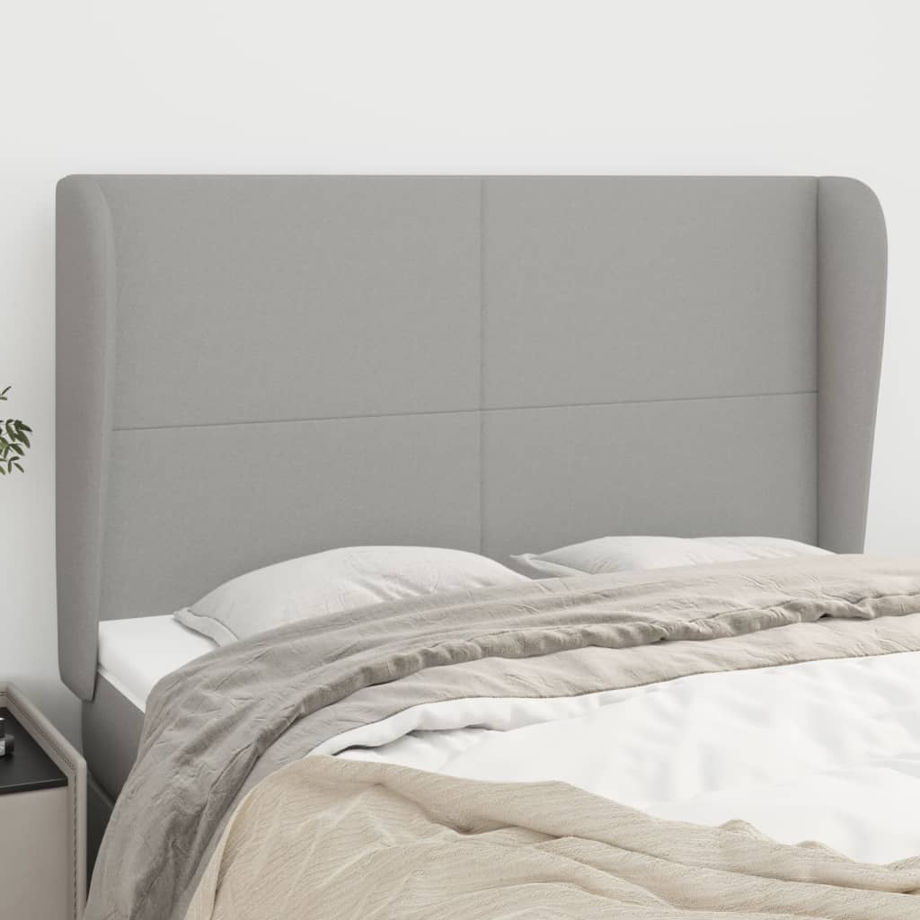 vidaXL Kopfteil mit Ohren Hellgrau 147x23x118/128 cm Stoff