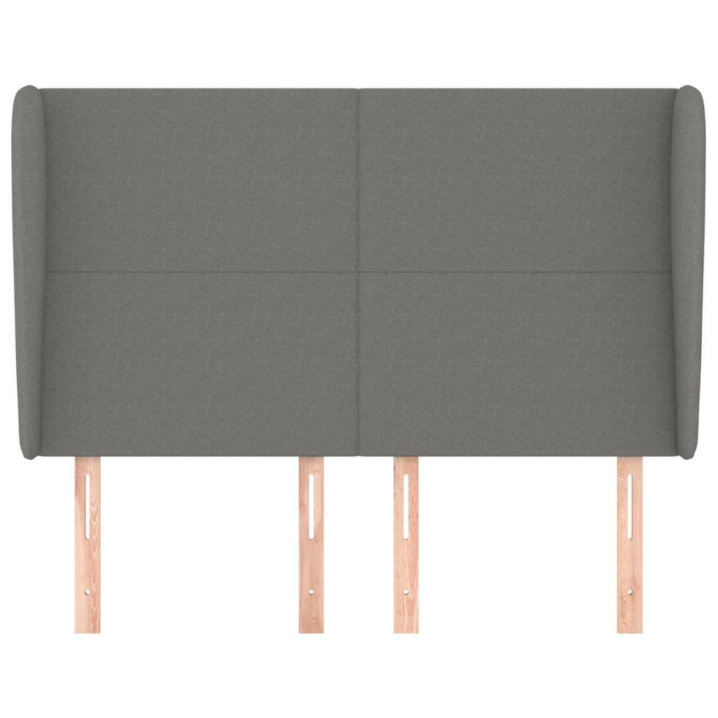 vidaXL Kopfteil mit Ohren Dunkelgrau 147x23x118/128 cm Stoff